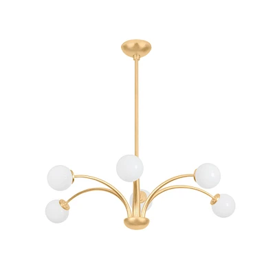 Calloway Vintage Gold-Leaf Chandelier, 38.75", Gold Leaf