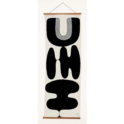 100 percent Linen Art With Oak Wooden Hangers Black