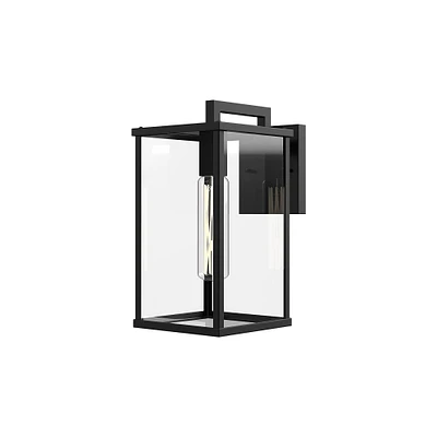 Louise Outdoor Sconce, 12", Clear Glass/Textured Black