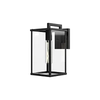 Louise Outdoor Sconce, 12", Clear Glass/Textured Black