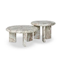 Donielle Small Nesting Coffee Table, Creamy Taupe Marble Solid, 26"D