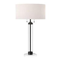 Skillman Table Lamp, 31", Brushed Gold/White Linen