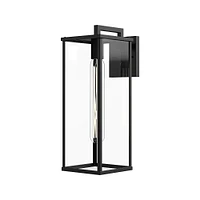 Louise Outdoor Sconce, 12", Clear Glass/Textured Black