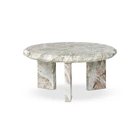 Donielle Small Nesting Coffee Table, Creamy Taupe Marble Solid, 26"D