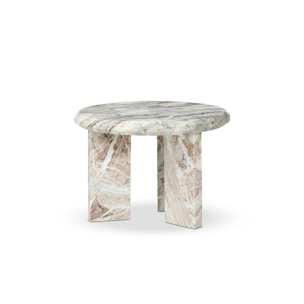 Donielle Small Nesting Coffee Table, Creamy Taupe Marble Solid, 26"D