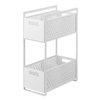 Yamazaki Two Tier Cabinet Storage Basket, White