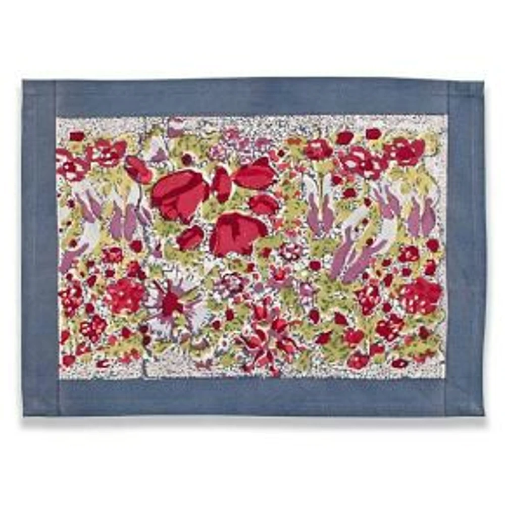 Jardin Placemats, Red and Grey, Set of 6