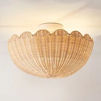 Rattan Bubble Flush Mount Lamp, Lacquer, 18in