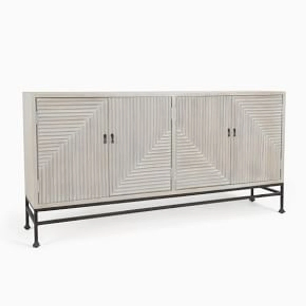 Diagonal Ridges 72" Buffet, White Wash