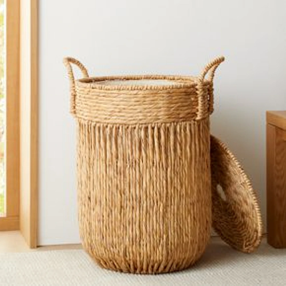 Vertical Lines Baskets, Large Hamper, Natural