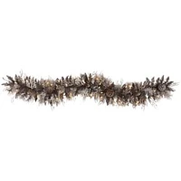 Pre-Lit Faux Flocked Pinecone Garland, 72"L