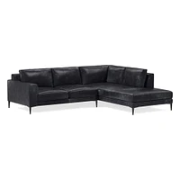 Harper 107" Right 2-Piece Bumper Chaise Sectional, Saddle Leather, Nut, Dark Bronze