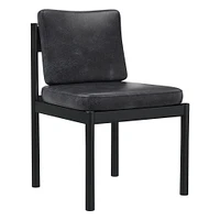 Halsey Side Chair Armless, Saddle Leather, Nut, Black