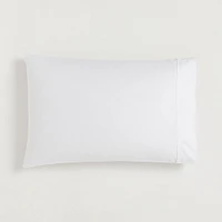 400TC Organic Sateen Wide Hem Standard  Pillowcase, White