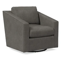 Tessa Swivel Chair, Poly, Saddle Leather, Nut, Concealed Support