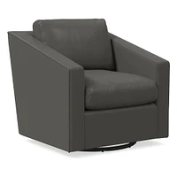 Tessa Swivel Chair, Poly, Saddle Leather, Nut, Concealed Support