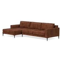 Harper 118" Right 2-Piece Chaise Sectional, Saddle Leather, Nut, Dark Bronze