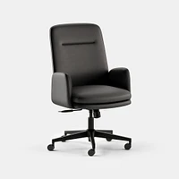 Softside Chair, High Back, Leather, Black, Black