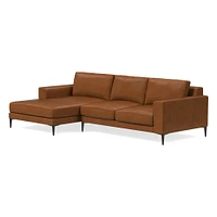 Harper 118" Right 2-Piece Chaise Sectional, Saddle Leather, Nut, Dark Bronze