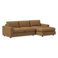 Urban 106" Right 2-Piece Chaise Sectional, Saddle Leather, Nut, Poly-Fill