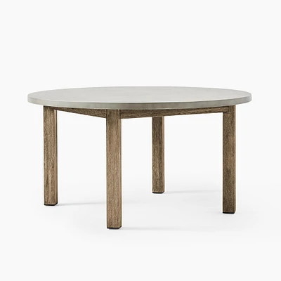 Portside Outdoor Concrete 60 Round Dining Table, Weathered Gray