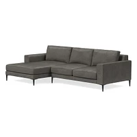 Harper 118" Right 2-Piece Chaise Sectional, Saddle Leather, Nut, Dark Bronze