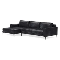 Harper 118" Right 2-Piece Chaise Sectional, Saddle Leather, Nut, Dark Bronze