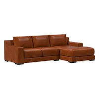 Dalton 121" Right 2-Piece Chaise Sectional, Saddle Leather, Nut, Almond