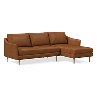 Sloane 96" Right 2-Piece Chaise Sectional, Saddle Leather, Nut, Light Bronze