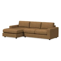 Urban 106" Right 2-Piece Chaise Sectional, Saddle Leather, Nut, Poly-Fill