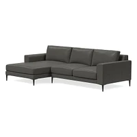 Harper 118" Right 2-Piece Chaise Sectional, Saddle Leather, Nut, Dark Bronze