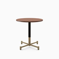 Restaurant Table, 30" Round W Sealer, Dark Walnut, Dining Height 4 Branch Base, Bronze, Brass