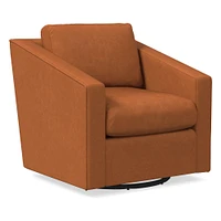 Tessa Swivel Chair, Poly, Saddle Leather, Nut, Concealed Support