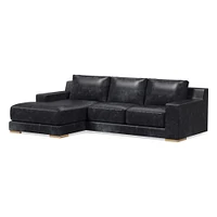 Dalton 111" Right 2-Piece Chaise Sectional, Ludlow Leather, Navy, Black