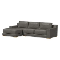 Dalton 111" Right 2-Piece Chaise Sectional, Ludlow Leather, Navy, Black