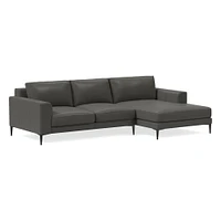 Harper 118" Right 2-Piece Chaise Sectional, Saddle Leather, Nut, Dark Bronze