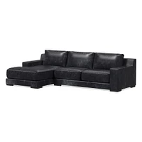 Dalton 111" Right 2-Piece Chaise Sectional, Ludlow Leather, Navy, Black