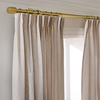 Pleated European Flax Linen Blackout Curtain, White, 48x84