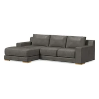 Dalton 111" Right 2-Piece Chaise Sectional, Ludlow Leather, Navy, Black