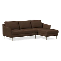 Sloane 96" Right 2-Piece Chaise Sectional, Saddle Leather, Nut, Light Bronze