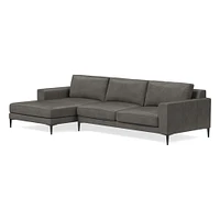 Harper 118" Right 2-Piece Chaise Sectional, Saddle Leather, Nut, Dark Bronze