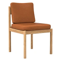 Halsey Side Chair Armless, Saddle Leather, Nut, Black