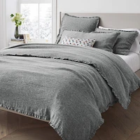 European Flax Linen Ruffle Full/Queen Duvet