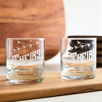 Hand Engraved Couples Glass Set, Hers/Hers Set Of 2