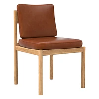 Halsey Side Chair Armless, Saddle Leather, Nut, Black