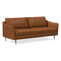 Sloane 86" Sofa, Saddle Leather, Nut, Light Bronze