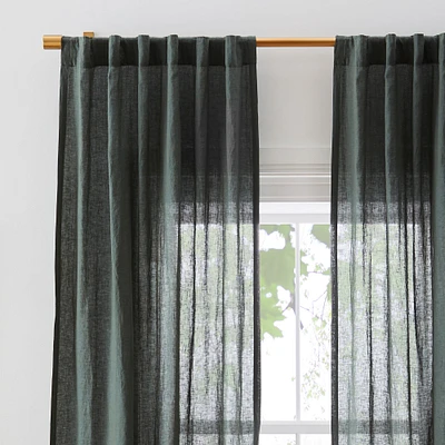 Open Box:MTO European Linen Curtain, Olive Melange, 96 wide x 108 long