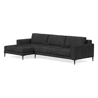 Harper 118" Right 2-Piece Chaise Sectional, Saddle Leather, Nut, Dark Bronze