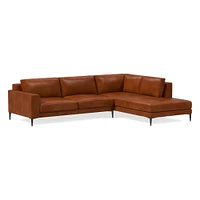 Harper 107" Right 2-Piece Bumper Chaise Sectional, Saddle Leather, Nut, Dark Bronze