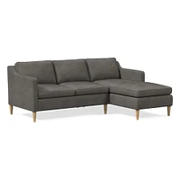 Hamilton 83" Left 2-Piece Chaise Sectional, Ludlow Leather, Gray Smoke, Almond